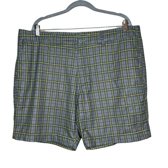 The North Face Gray Lime Green Plaid Shorts Lightweight Stretch Men's Size 40 - Picture 1 of 9